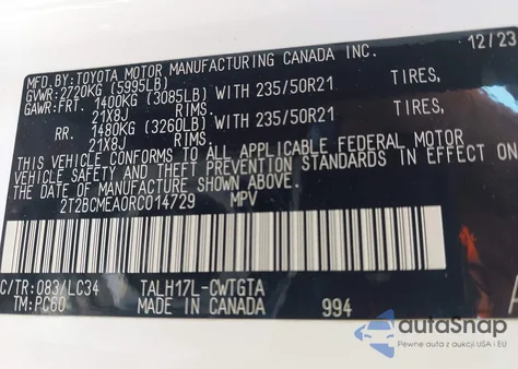 2024 Lexus Rx 500H F Sport Performance from USA, damaged, VIN 2T2BCMEA0RC014729